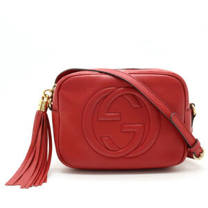 Gucci Soho Disco Crossbody Bag Tassel Leather Red